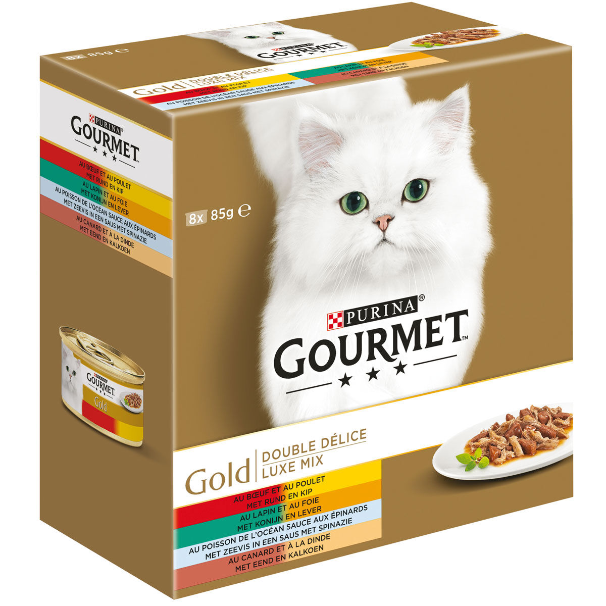 Gourmet Gold Luxe mix Multipack - Kattenvoer - 8x85 gram - Rund - Kip - 680 gram