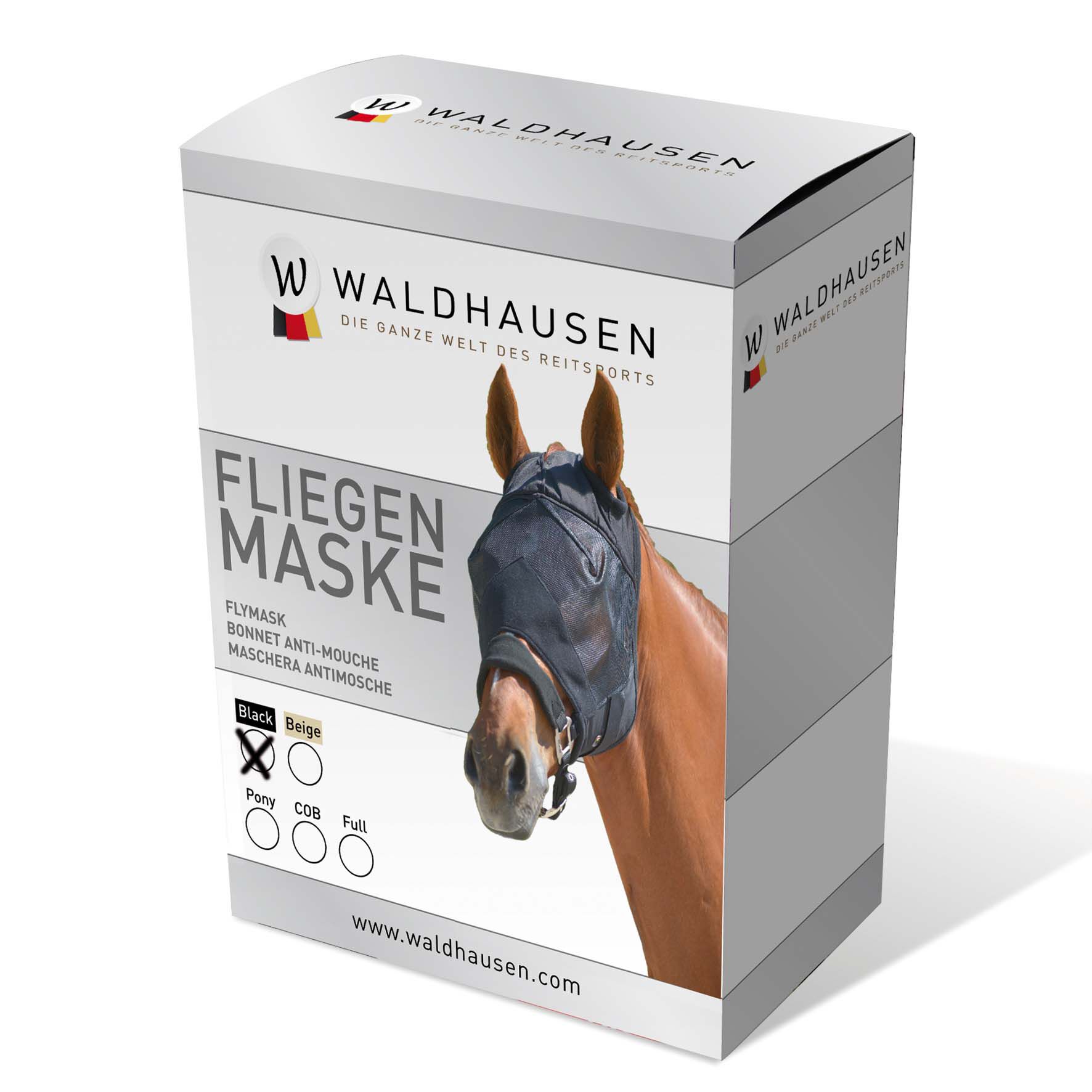 Waldhausen Premium - Vliegenmasker Paard - 18.50 cm - Zwart - 15.00 cm - Pony - 8.00 cm