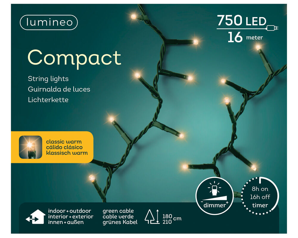 Lumineo Compact - Kerstboomverlichting - 750 lampjes - Klassiek warm wit