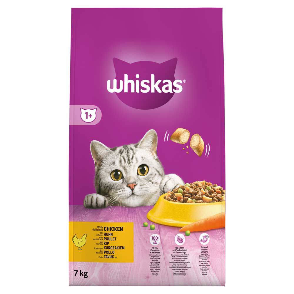 Whiskas 1+ Adult Droge Brokjes - Kattenvoer - Kip - 7 kg