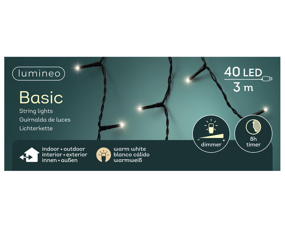 Lumineo Basic - Kerstboomverlichting - 40 lampjes - Warm wit Lumineo Basic - Kerstboomverlichting - 40 lampjes - Warm wit