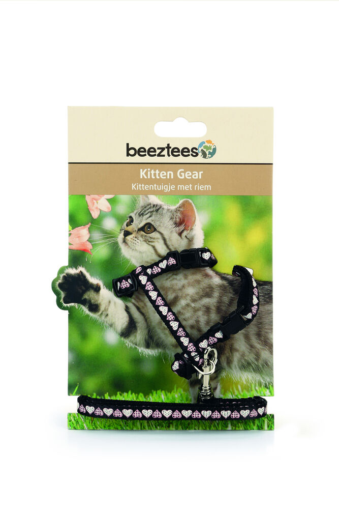 Beeztees Hearts - Kittentuigje - 23 cm - 20.50 cm - Zwart - 10 mm - 13.10 cm - 16.00 cm - 100.00 cm - 4.50 cm