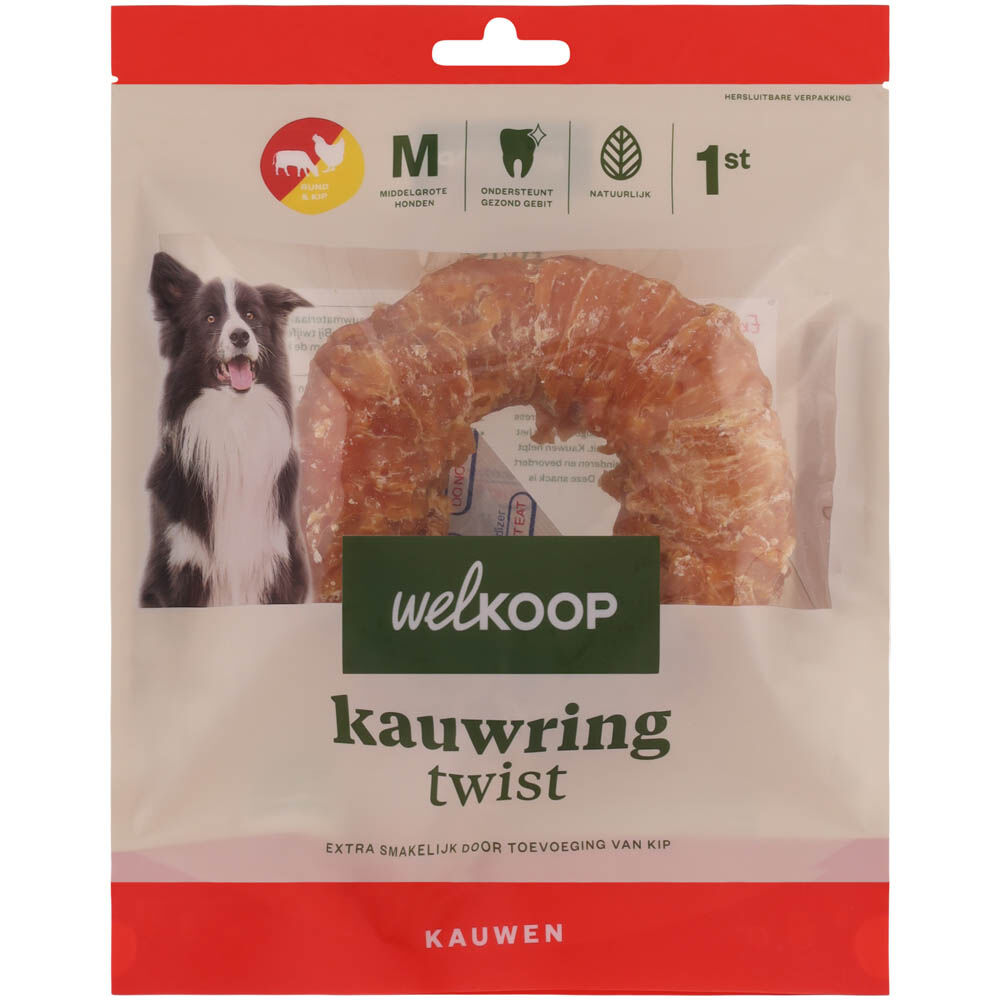Welkoop - Kauwring Twist - Extra Kipsmaak - 25.60 cm - 19.80 cm - kip, rund - 5.00 cm