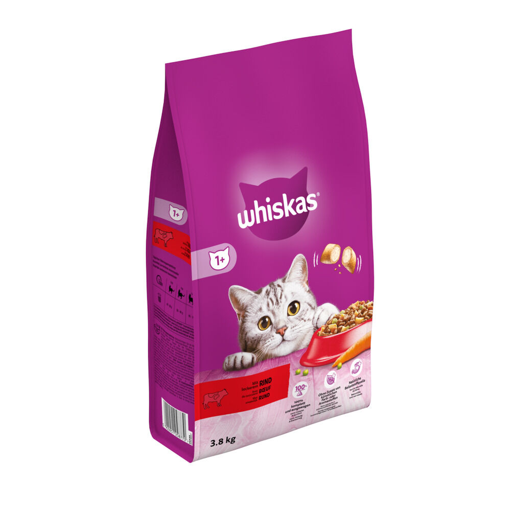 Whiskas 1+ Adult Droge Brokjes - Kattenvoer - Rund - 3,8 kg