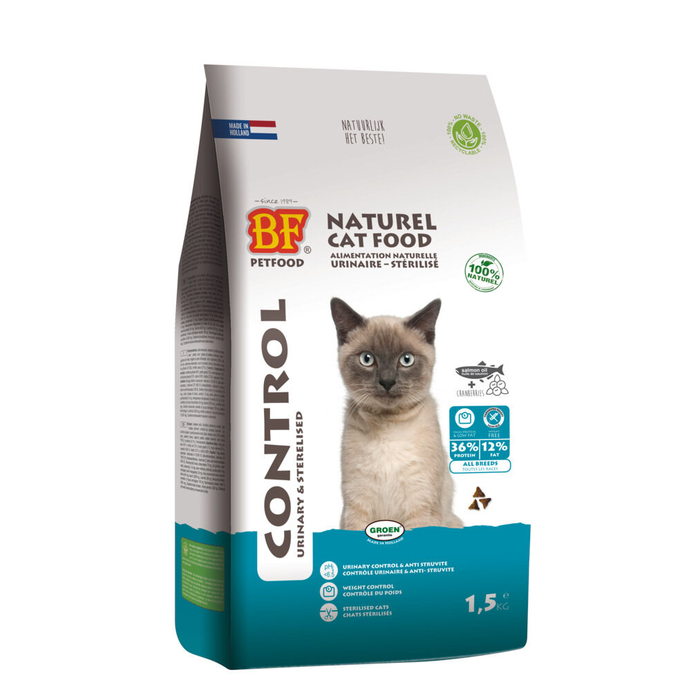 BF Petfood Control Urinary & Sterilised - Kattenvoer - Kip - Zalm - 1,5 kg