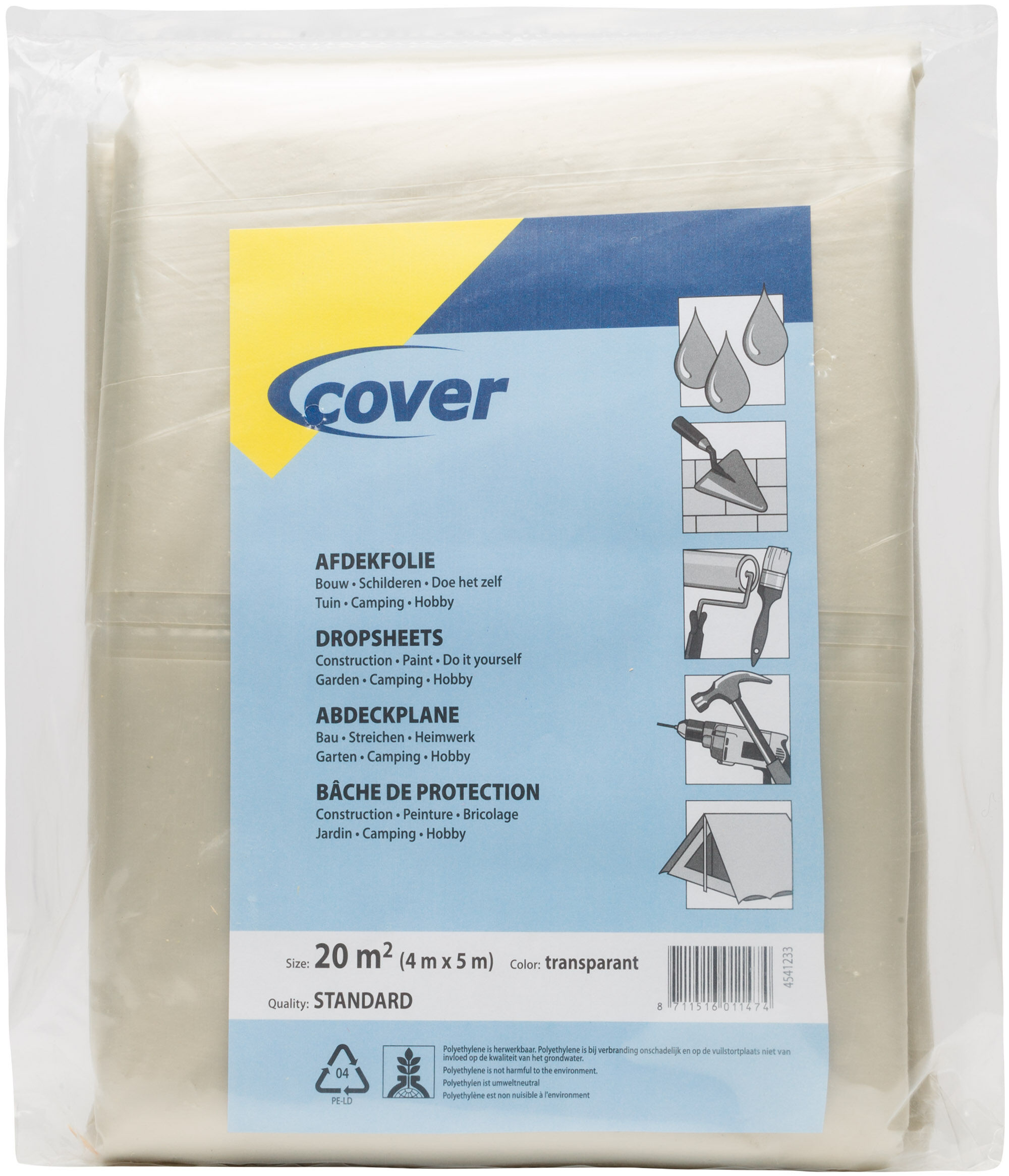 Cover 100 mu Transparant - Afdekfolie - 26.00 cm - 25.00 cm - 3.00 cm