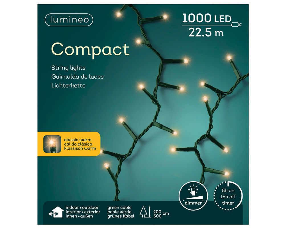 Lumineo Compact - Kerstboomverlichting - 1000 lampjes - Klassiek warm wit