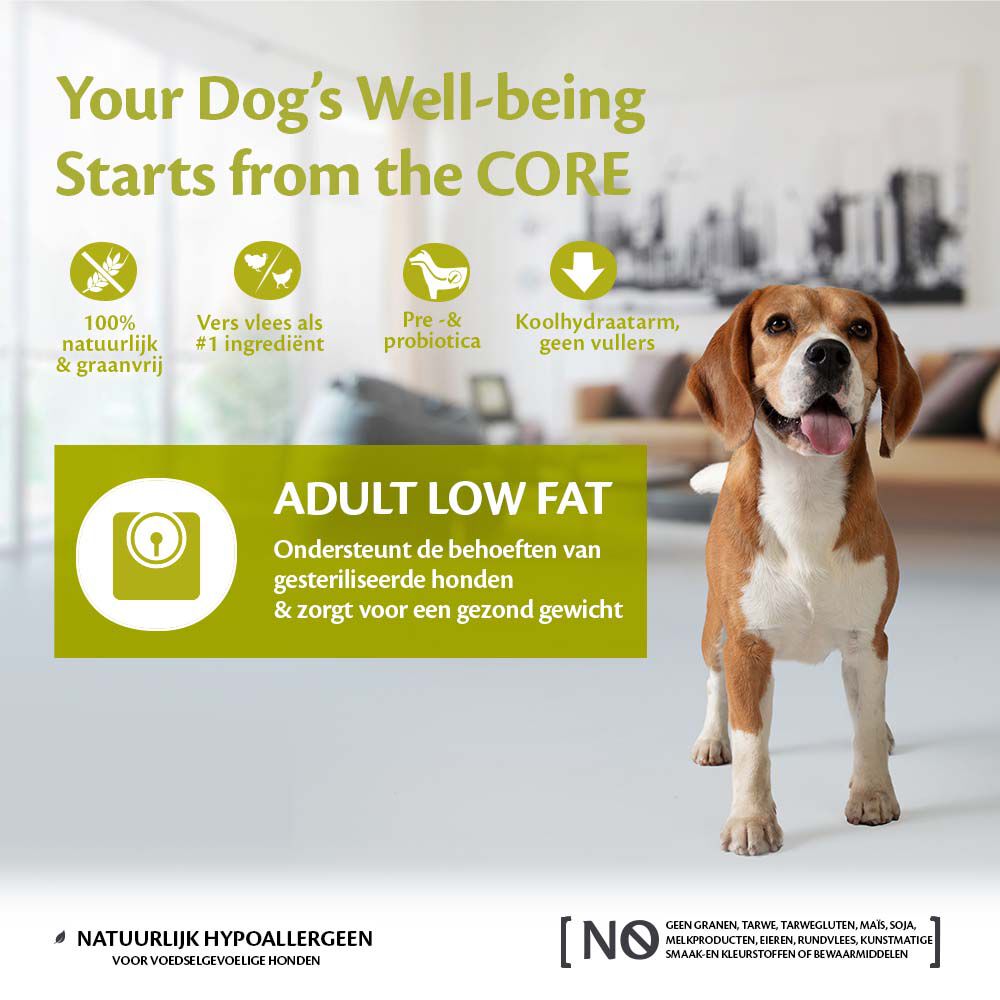 Wellness CORE Adult Low Fat Medium-Large- Breed - Hondenvoer - Kalkoen - 10 kg