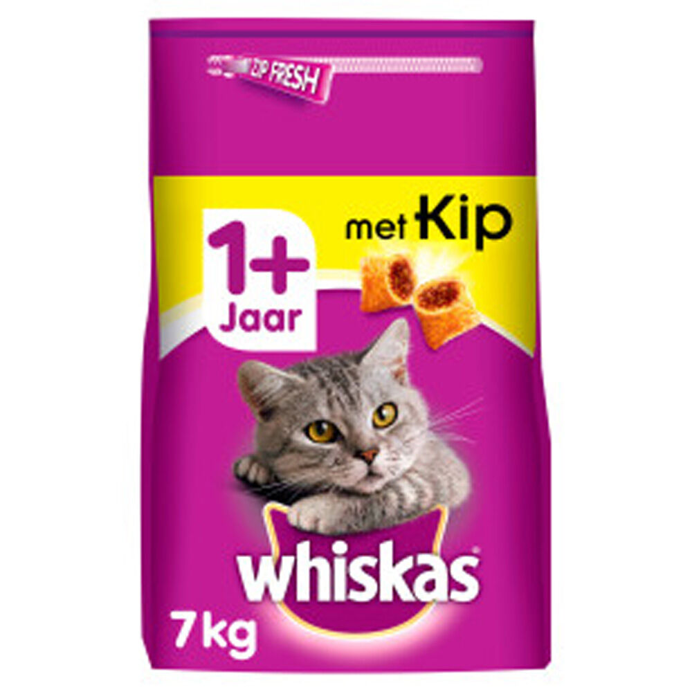 Whiskas 1+ Adult Droge Brokjes - Kattenvoer - Kip - 7 kg