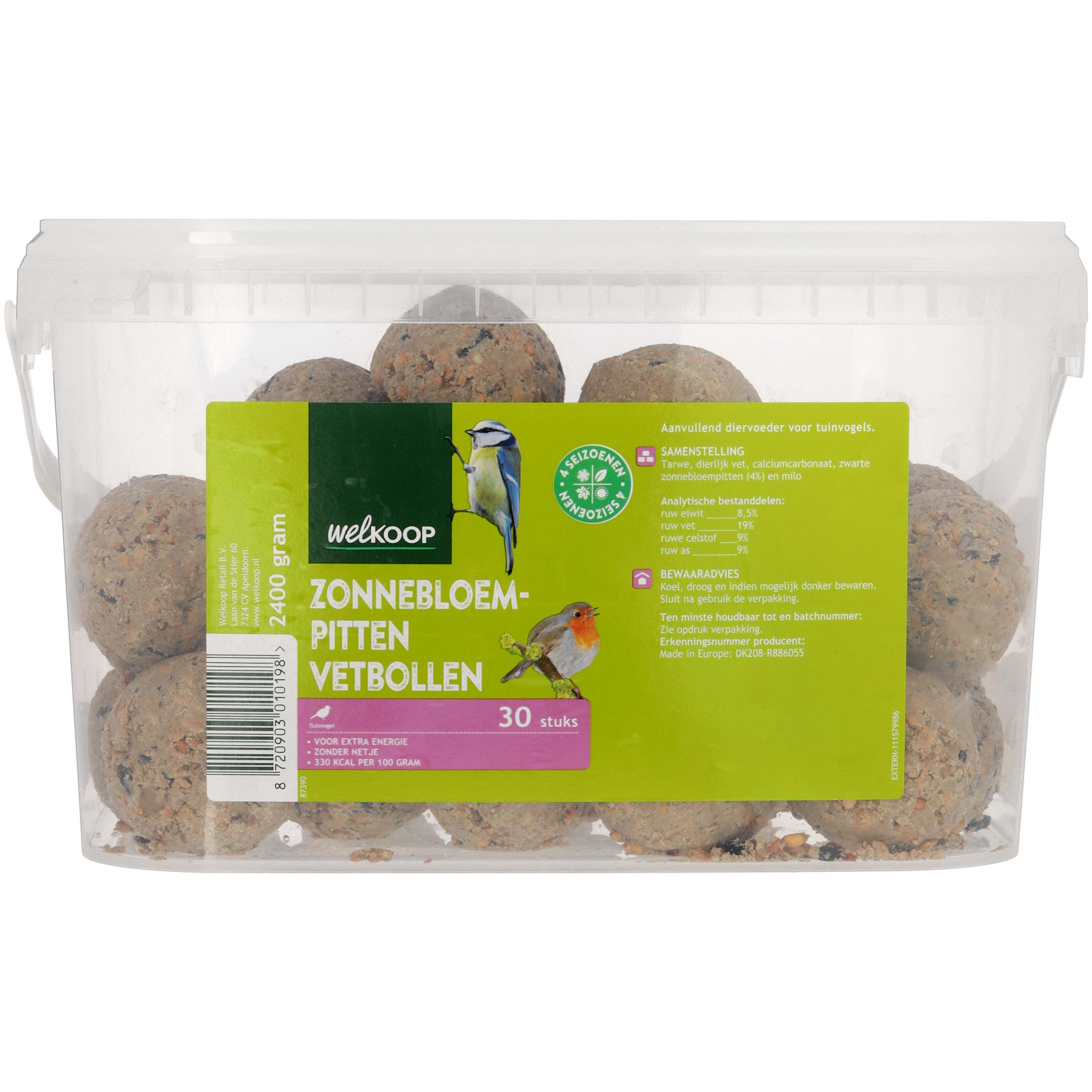 Welkoop Vetbollen met zonnebloempitten zonder netje - Tuinvogelvoer - 12.00 cm - 19.50 cm - 6.50 cm
