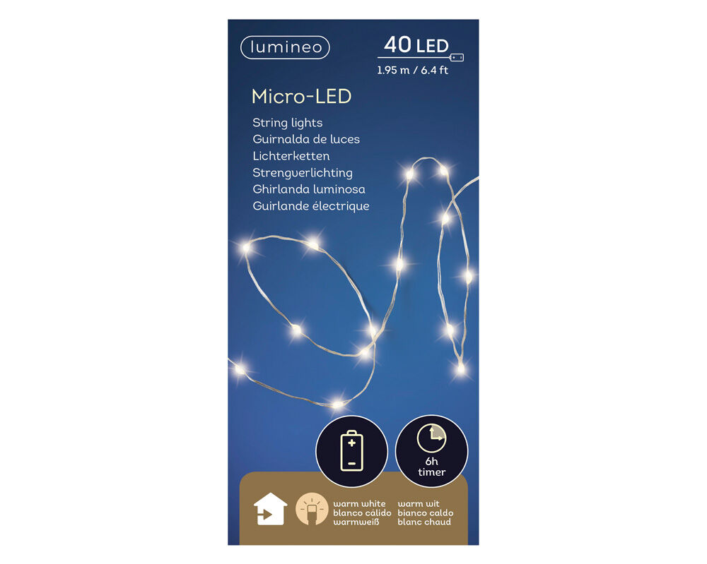 Lumineo Micro LED - Batterijverlichting - 40 lampjes - Warm wit