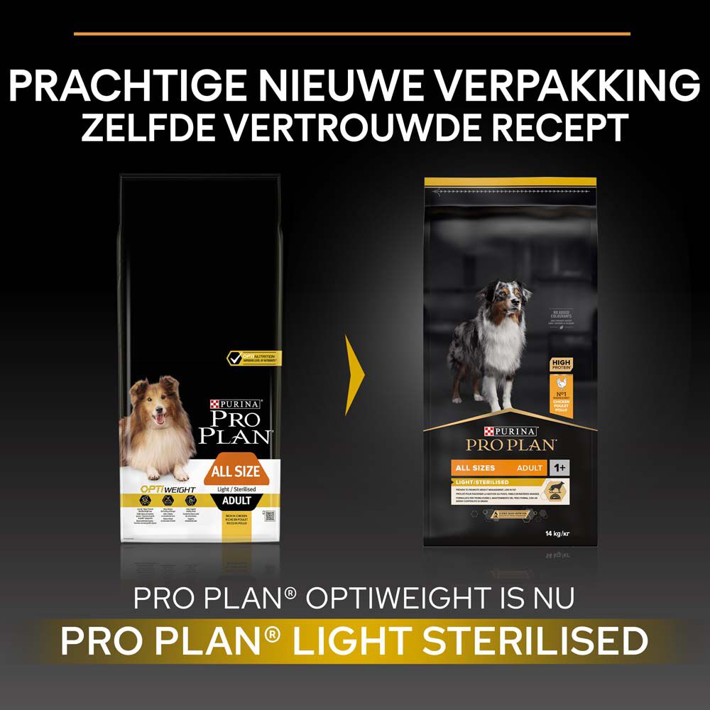 PRO PLAN Light/Sterilised Adult All Size - Hondenvoer - Kip - 14 kg