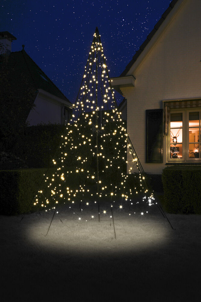 Fairybell 3 meter Twinkelend - Vlaggenmast kerstboom - 300 cm - 480 lampjes - Warm wit