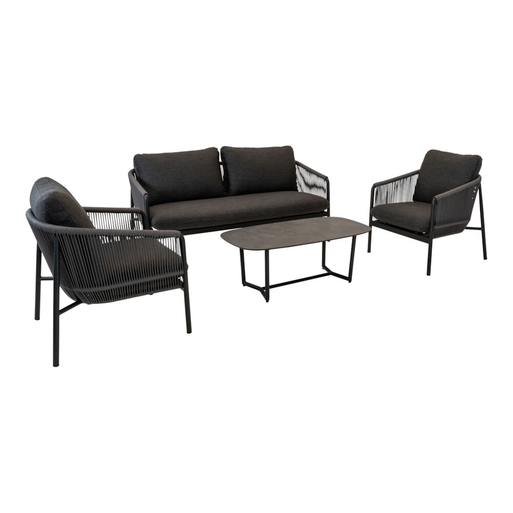 Lesli Living Osaka - Loungeset - 1.00 cm - Zwart - 165.00 cm - 1.00 cm