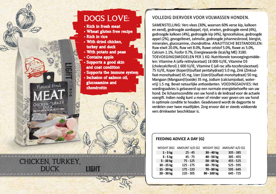 Natural Fresh Meat Adult Senior Light - Hondenvoer - Kip - 12 kg