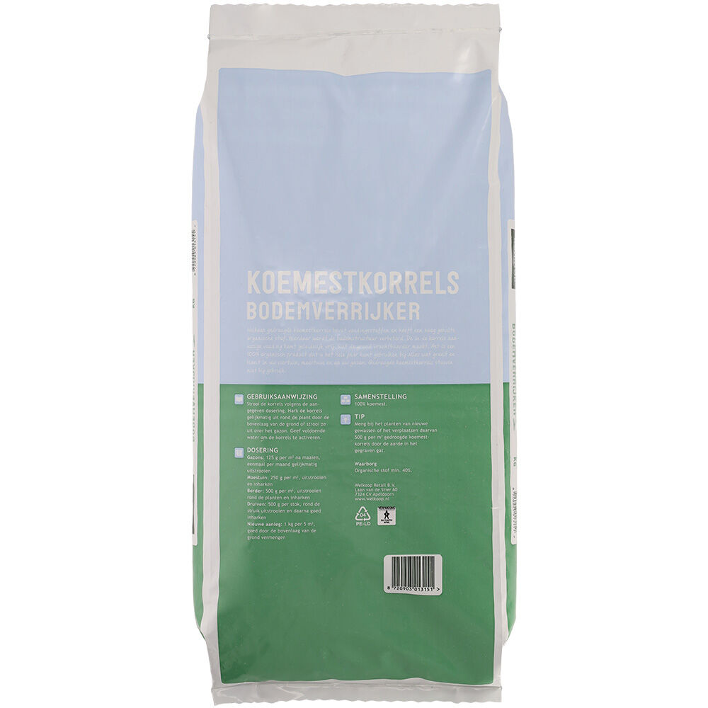 Welkoop Bodemverrijker - Koemestkorrels - 10 kg