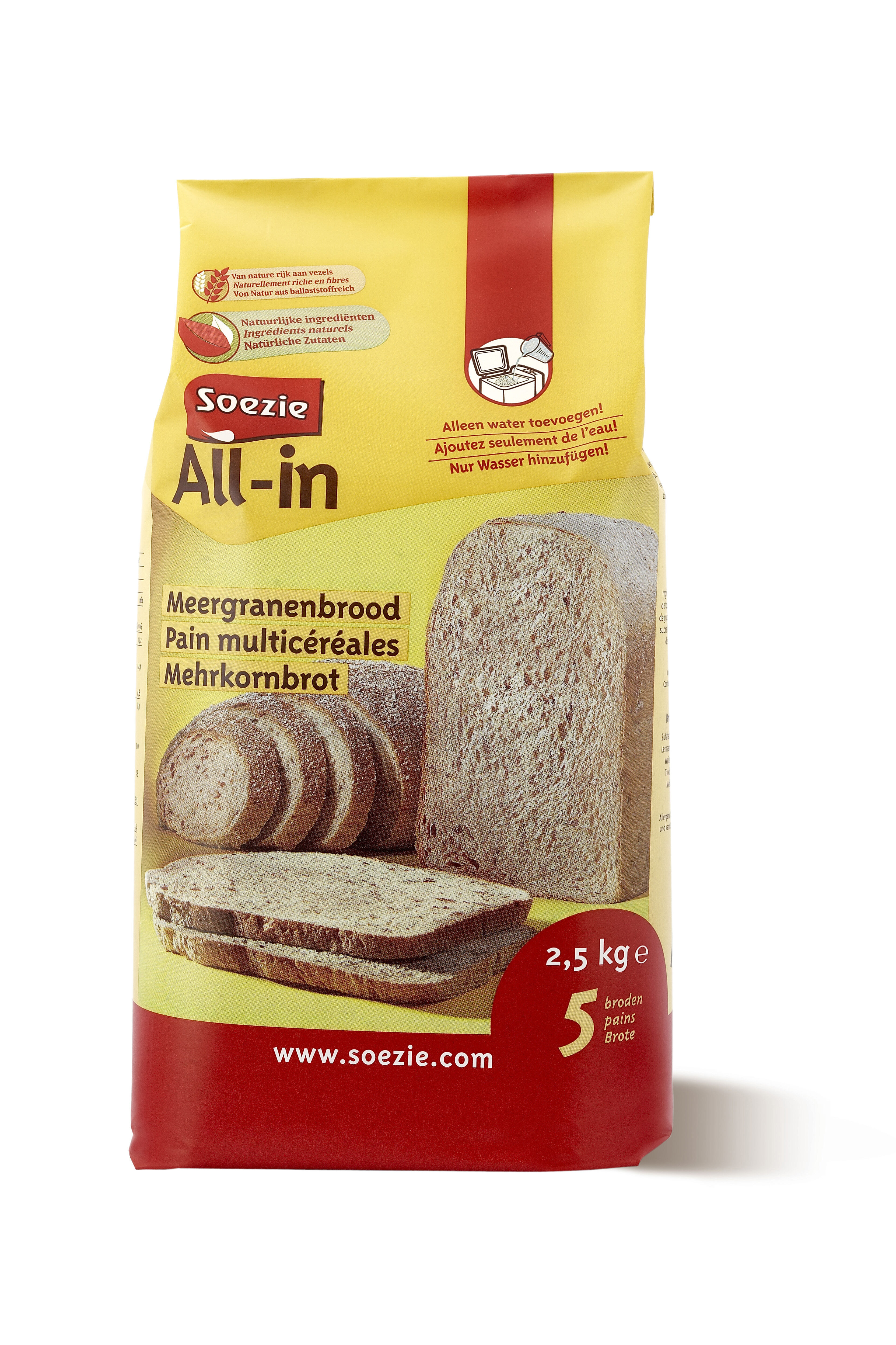Soezie All-in-mix Meergranenbrood - Broodmeel - 2,5 kg