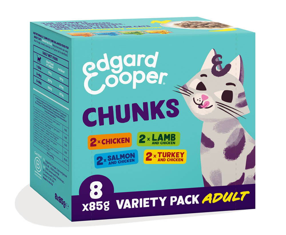 Edgard & Cooper Multipack Stukjes in saus - Kattenvoer - 8x85 gram - Kip - Lam - 680 gram