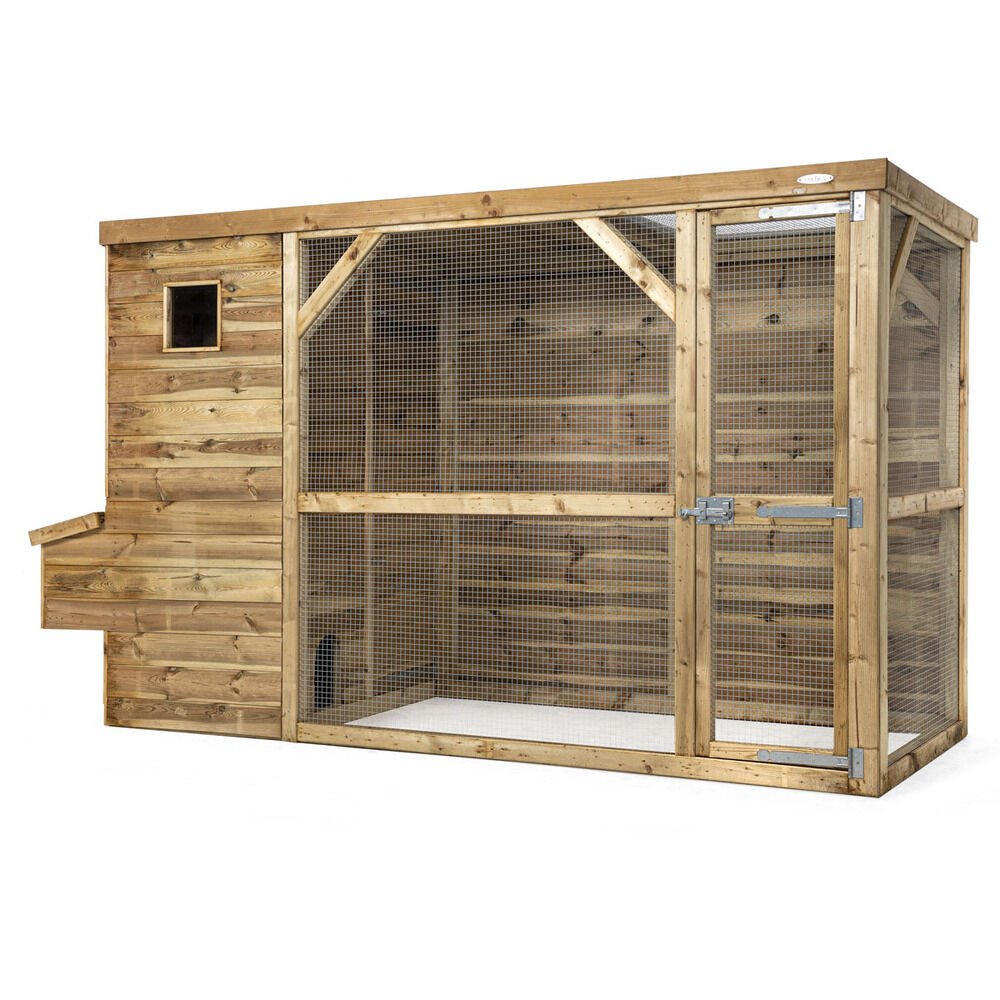 Voldux Toon - Kippenhok met ren - Naturel - 336x125x193cm - Links