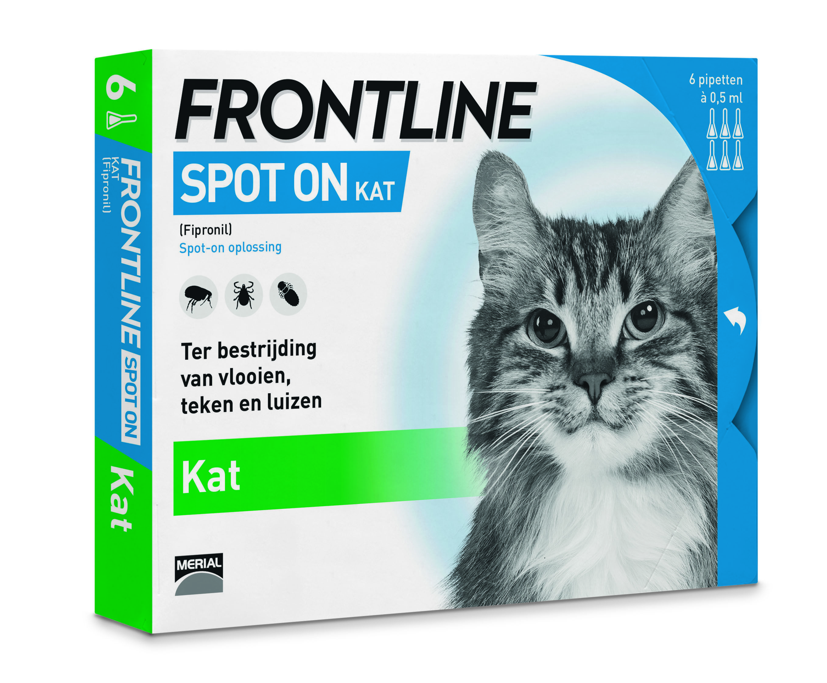 Frontline Spot On Kat  - Vlooien & Tekenmiddel - 6 pipetten