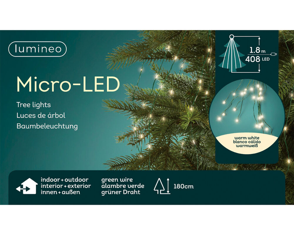 Lumineo Micro-LED - Kerstboomverlichting - 408 lampjes - Warm wit