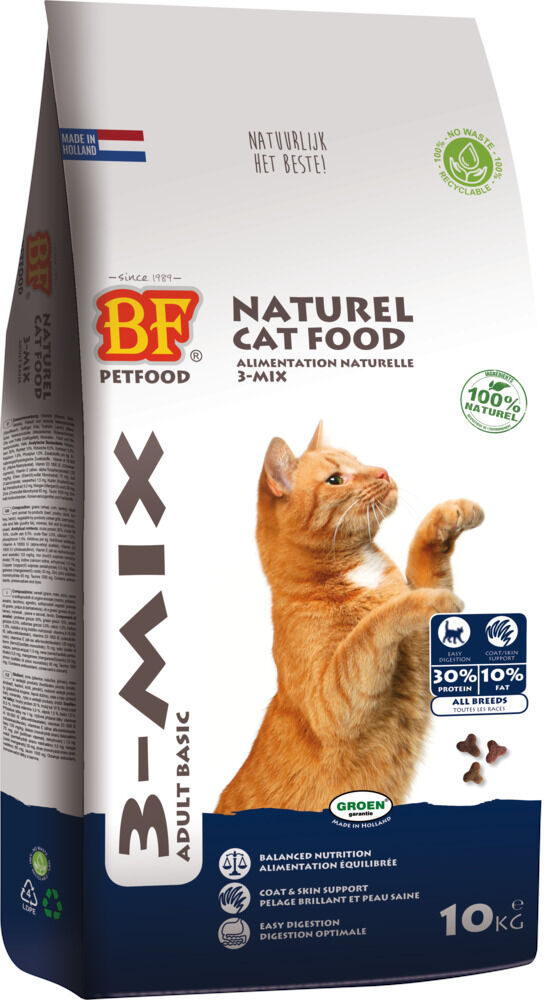 BF Petfood 3-Mix - Kattenvoer - Kip - Rund - 10 kg