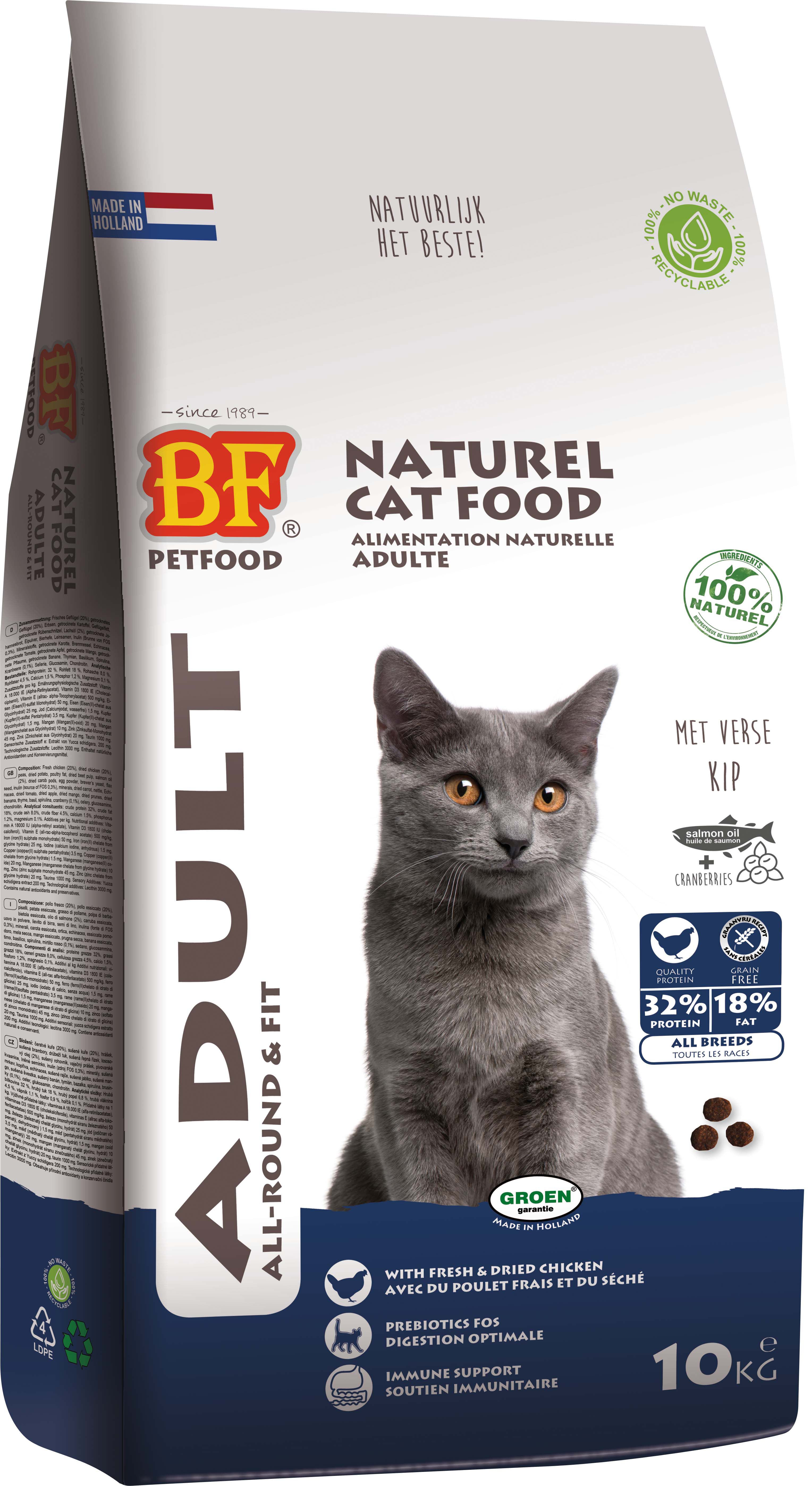 BF Petfood Adult Fit - Kattenvoer - Kip - 10 kg