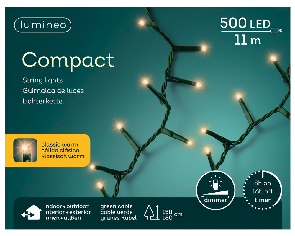 Lumineo Compact - Kerstboomverlichting - 500 lampjes - Klassiek warm wit