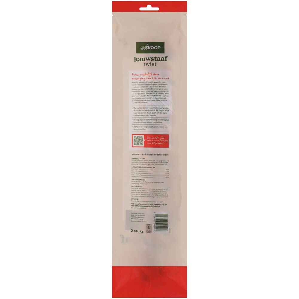 Welkoop - Kauwstaaf Twist - Extra Rund & Kipsmaak - 50.00 cm - 12.10 cm - rund - 3.50 cm