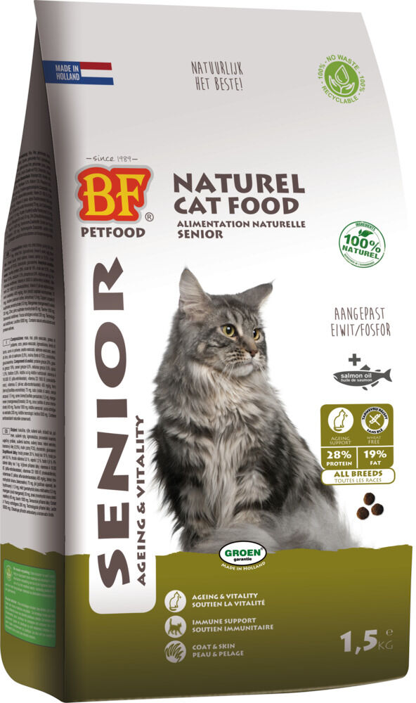 BF Petfood Senior Ageing & Vitality - Kattenvoer - Gevogelte - Vis - 1,5 kg