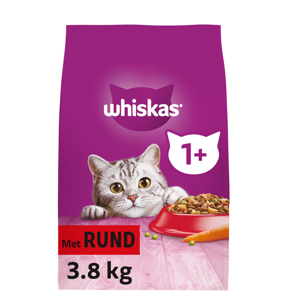 Whiskas 1+ Adult Droge Brokjes - Kattenvoer - Rund - 3,8 kg
