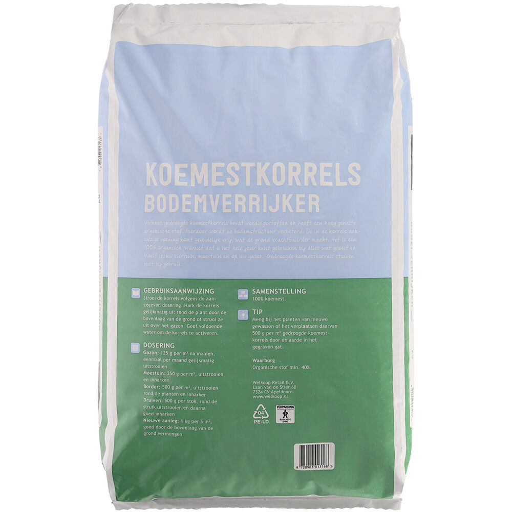 Welkoop Bodemverrijker - Koemestkorrels - 20 kg