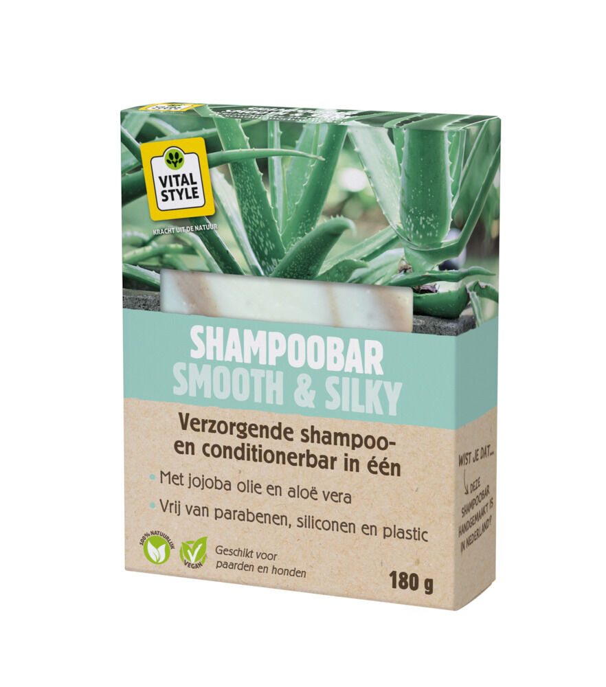 VITALstyle Shampoobar Smooth & Silky - Paardenshampoo - 10.10 cm - 180.00 - 8.00 cm - 2.70 cm VITALstyle Shampoobar Smooth & Silky - Paardenshampoo - 10.10 cm - 180.00 - 8.00 cm - 2.70 cm