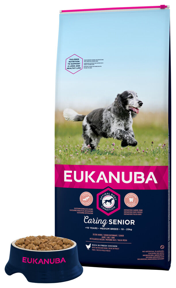 Eukanuba Caring Senior Medium Breed - Hondenvoer - Kip - 12 kg
