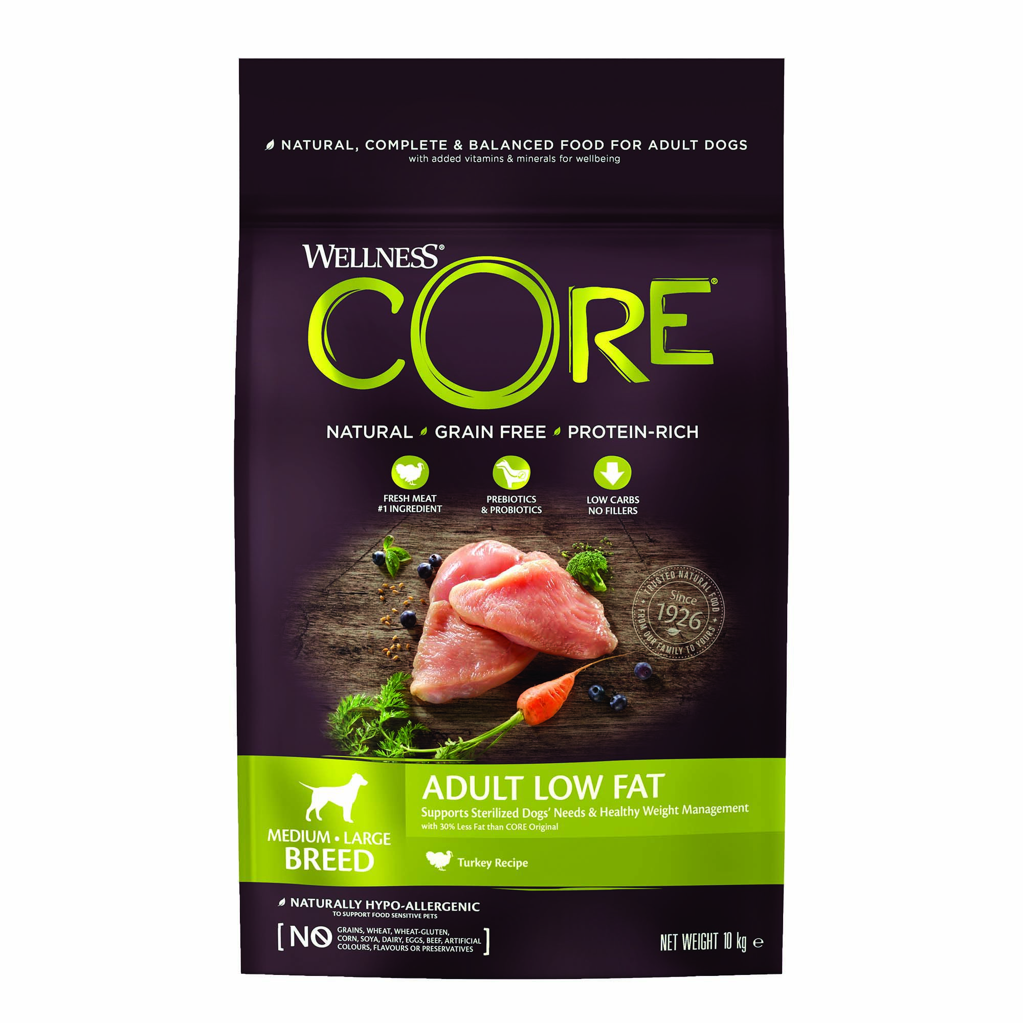 Wellness CORE Adult Low Fat Medium-Large- Breed - Hondenvoer - Kalkoen - 10 kg Wellness CORE Adult Low Fat Medium-Large- Breed - Hondenvoer - Kalkoen - 10 kg