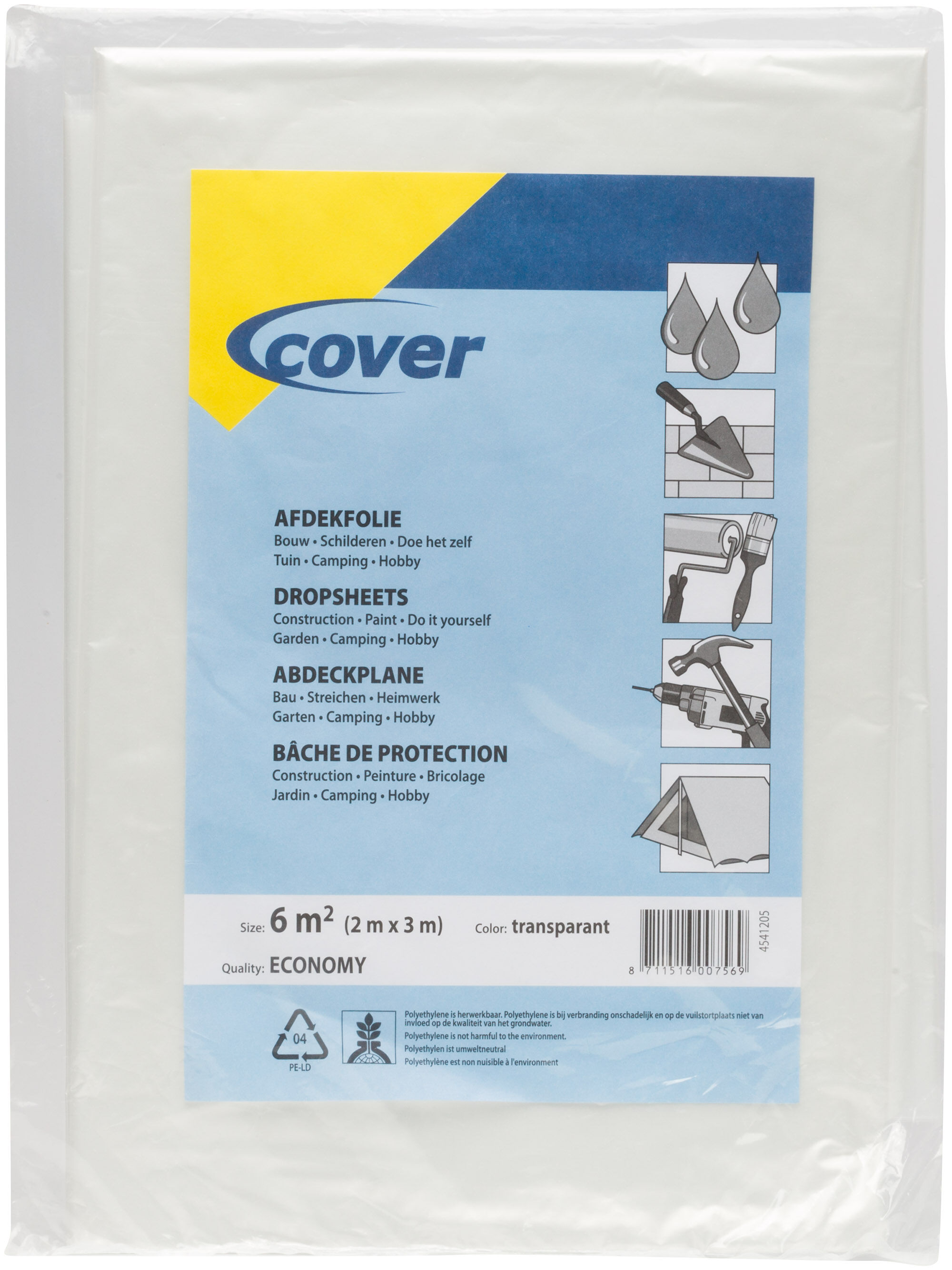 Cover 40 mu Transparant - Afdekfolie - 30.00 cm - 25.00 cm - 1.60 cm