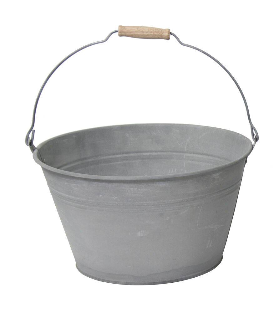 Emmer Zink Old look laag model - Grijs - 32 cm