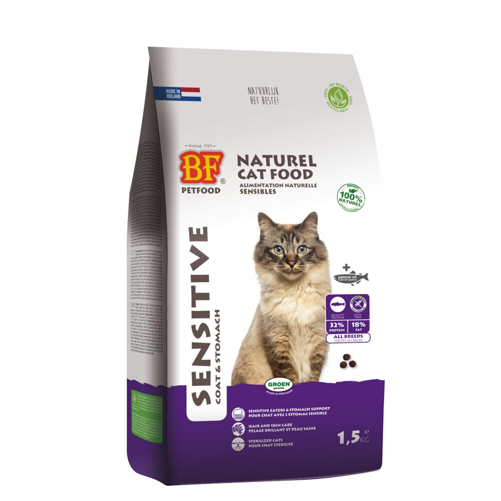 BF Petfood Sensitive Coat & Stomach - Kattenvoer - Zalm - 1,5 kg