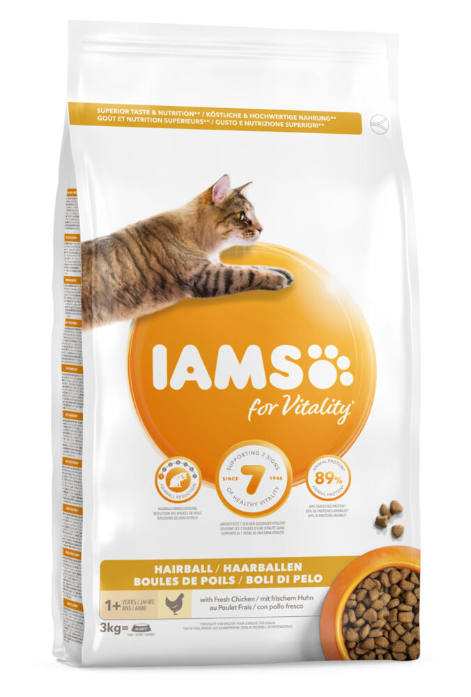 IAMS Adult Hairball - Kattenvoer - Kip - Kalkoen - 3 kg