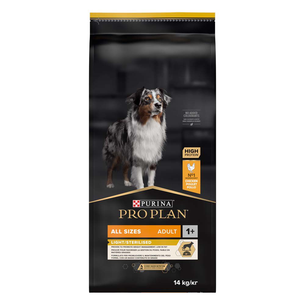 PRO PLAN Light/Sterilised Adult All Size - Hondenvoer - Kip - 14 kg