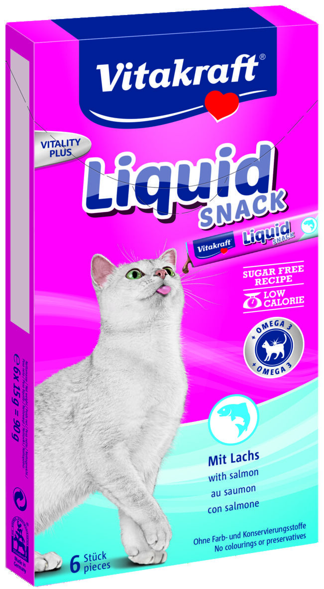 Vitakraft Cat-Liquid - Kattensnacks - Zalm - 6 stuks Vitakraft Cat-Liquid - Kattensnacks - Zalm - 6 stuks