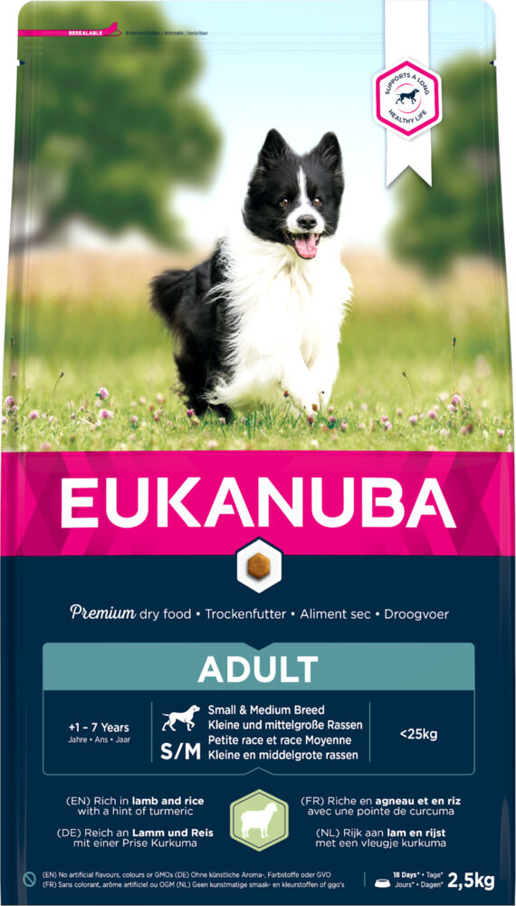 Eukanuba Adult Small & medium breed - Hondenvoer  - Lam - Rijst - 2,5 kg