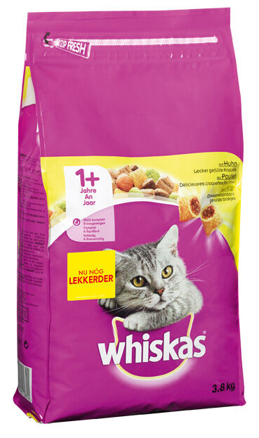 Whiskas 1+ Adult Droge Brokjes - Kattenvoer - Kip - 3,8 kg