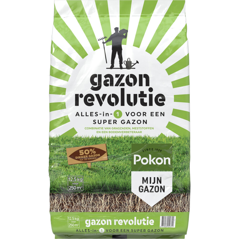 Pokon Gazonrevolutie Alles-in-1 - Gazonmest - 250 m² - 12,5 kg